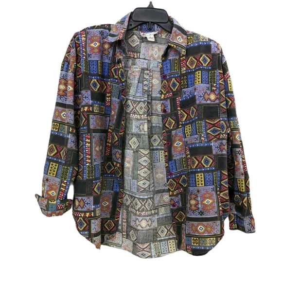 Vintage Western Bohemian Desert Button Down Sz S - Picture 2 of 10